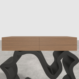1000mm Modern Walnut & Black Console Table with Drawers - thumbnail 9