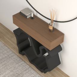 1000mm Modern Walnut & Black Console Table with Drawers - thumbnail 4