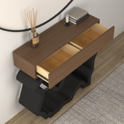 1000mm Modern Walnut & Black Console Table with Drawers - thumbnail 5