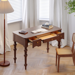 Writing Desk Mid Century with Drawers Walnut Home Office Furniture (1200mm) - thumbnail 3