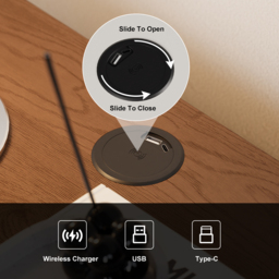 Smart LED Bedside Table Wireless Charging Station Wood Bedside Table with Light Modern - thumbnail 8