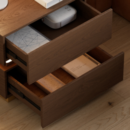 Smart LED Bedside Table Wireless Charging Station Wood Bedside Table with Light Modern - thumbnail 6