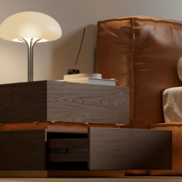 Smart LED Bedside Table Wireless Charging Station Wood Bedside Table with Light Modern - thumbnail 5