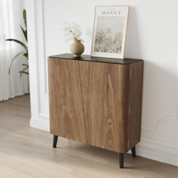 Walnut Hallway Shoe Storage Cabinet with 2-Door 5 Shelves for 14 Pairs Shoes - thumbnail 5