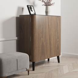 Walnut Hallway Shoe Storage Cabinet with 2-Door 5 Shelves for 14 Pairs Shoes - thumbnail 7