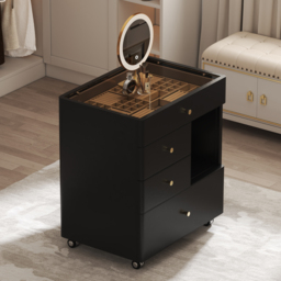 Leather Glass Saddle Walk-In Wardrobe Island Jewellery Dresser with Top - thumbnail 5