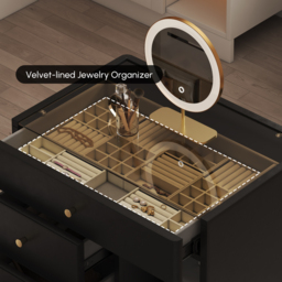 Leather Glass Saddle Walk-In Wardrobe Island Jewellery Dresser with Top - thumbnail 7