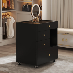 Leather Glass Saddle Walk-In Wardrobe Island Jewellery Dresser with Top - thumbnail 4