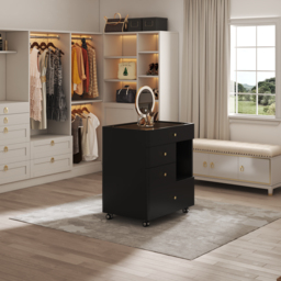 Leather Glass Saddle Walk-In Wardrobe Island Jewellery Dresser with Top - thumbnail 6