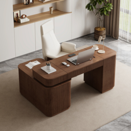Modern 164 cm L-Shape Walnut Executive Lift-Top Desk with Drawers & Cabinet, Right Hand - thumbnail 4