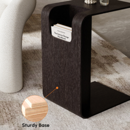 C-Shaped Black Convertible Wood Side Table with Storage - thumbnail 8