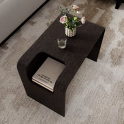 C-Shaped Black Convertible Wood Side Table with Storage - thumbnail 2