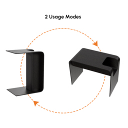 C-Shaped Black Convertible Wood Side Table with Storage - thumbnail 5