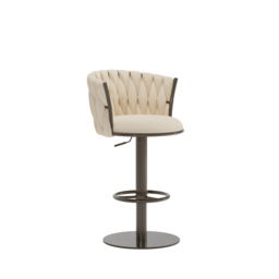 Sweave Off White Swivel Bar Stools Velvet Curved Back Adjustable Height Set of 2 - thumbnail 9