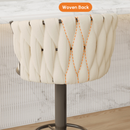 Sweave Off White Swivel Bar Stools Velvet Curved Back Adjustable Height Set of 2 - thumbnail 6