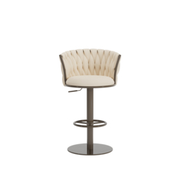 Sweave Off White Swivel Bar Stools Velvet Curved Back Adjustable Height Set of 2 - thumbnail 8