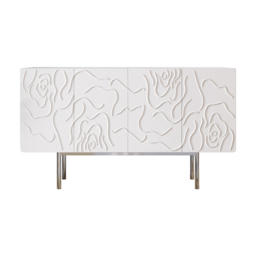 1500mm White Sideboard Buffet with Doors Modern Carved Credenza Adjustable Shelves - thumbnail 8