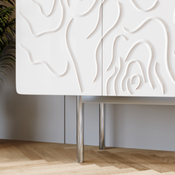 1500mm White Sideboard Buffet with Doors Modern Carved Credenza Adjustable Shelves - thumbnail 7