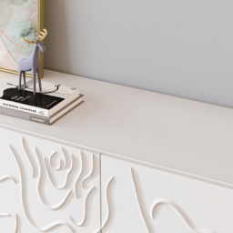 1500mm White Sideboard Buffet with Doors Modern Carved Credenza Adjustable Shelves - thumbnail 5