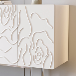 1500mm White Sideboard Buffet with Doors Modern Carved Credenza Adjustable Shelves - thumbnail 6