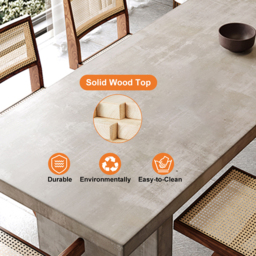 1800mm Concrete Gray Wooden Dining Table & 6 Walnut Japandi Rattan Dining Chairs - thumbnail 4