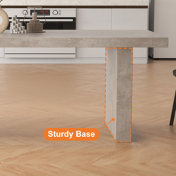 1800mm Concrete Gray Wooden Dining Table & 6 Walnut Japandi Rattan Dining Chairs - thumbnail 5