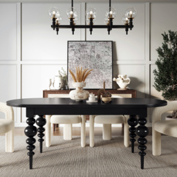 Off White Boucle Dining Room Chair Modern Channel Back C-Shaped Dining Chair 8-Pieces - thumbnail 3