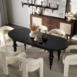 Off White Boucle Dining Room Chair Modern Channel Back C-Shaped Dining Chair 8-Pieces - thumbnail 7