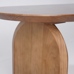 Oval Dining Table & Curved Back 4 Dining Chairs Upholstered Leather Solid Wood Top - thumbnail 9