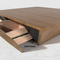 Modern Wood Walnut Coffee Table with Storage Square Coffee Table with 1-Drawer - thumbnail 7
