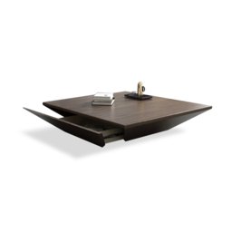 Modern Wood Walnut Coffee Table with Storage Square Coffee Table with 1-Drawer - thumbnail 8