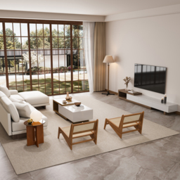 Modular Leather Sectional Sofa Set with Walnut Coffee Table - thumbnail 8