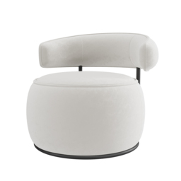 Modern Off-White Swivel Armchair Barrel Accent Chair Velvet Upholstered - thumbnail 5