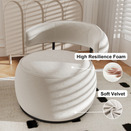 Modern Off-White Swivel Armchair Barrel Accent Chair Velvet Upholstered - thumbnail 7