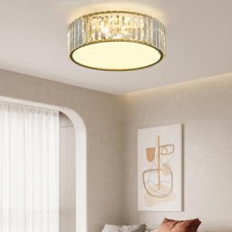 Modern Drum Acrylic 5-Light Flush Mount Light in Gold with Crystal - thumbnail 4