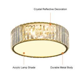 Modern Drum Acrylic 5-Light Flush Mount Light in Gold with Crystal - thumbnail 6