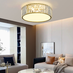 Modern Drum Acrylic 5-Light Flush Mount Light in Gold with Crystal - thumbnail 3