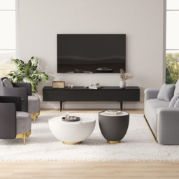 Modern 1800mm TV Stand with Drawers Line Media Console with Black Metal Legs - thumbnail 5