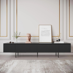 Modern 1800mm TV Stand with Drawers Line Media Console with Black Metal Legs - thumbnail 2