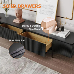Modern 1800mm TV Stand with Drawers Line Media Console with Black Metal Legs - thumbnail 7