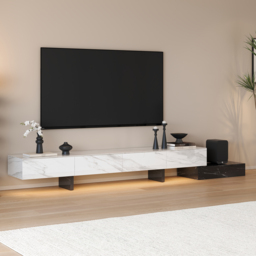 220 - 270 cm Extendable TV Stand with Sintered Stone Top & 5 Drawers - thumbnail 1