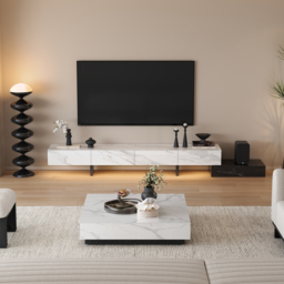 220 - 270 cm Extendable TV Stand with Sintered Stone Top & 5 Drawers - thumbnail 4