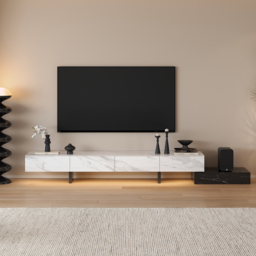 220 - 270 cm Extendable TV Stand with Sintered Stone Top & 5 Drawers - thumbnail 2