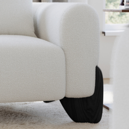 Curva Modern Boucle Accent Chair with Wood Frame Lounge Armchair for Living Room - thumbnail 9