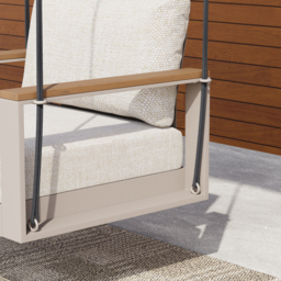 Tevara Solid Wood Garden Hanging Chair Sofa Porch Swing Bench in Warm White Cushion & Pillow Included - thumbnail 7