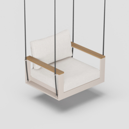 Tevara Solid Wood Garden Hanging Chair Sofa Porch Swing Bench in Warm White Cushion & Pillow Included - thumbnail 9