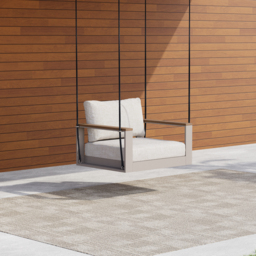 Tevara Solid Wood Garden Hanging Chair Sofa Porch Swing Bench in Warm White Cushion & Pillow Included - thumbnail 1