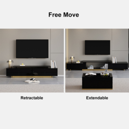 Mordel Modern Rectangle Glossy Black Extendable TV Stand Storage for 160 - 238 cm TV - thumbnail 9