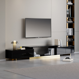 Mordel Modern Rectangle Glossy Black Extendable TV Stand Storage for 160 - 238 cm TV