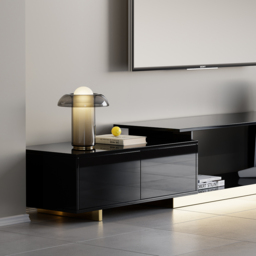 Mordel Modern Rectangle Glossy Black Extendable TV Stand Storage for 160 - 238 cm TV - thumbnail 6